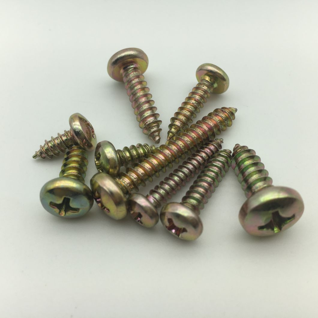 DIN7982 Phillips Flat Head Self Tapping Screws with Yellow Zinc