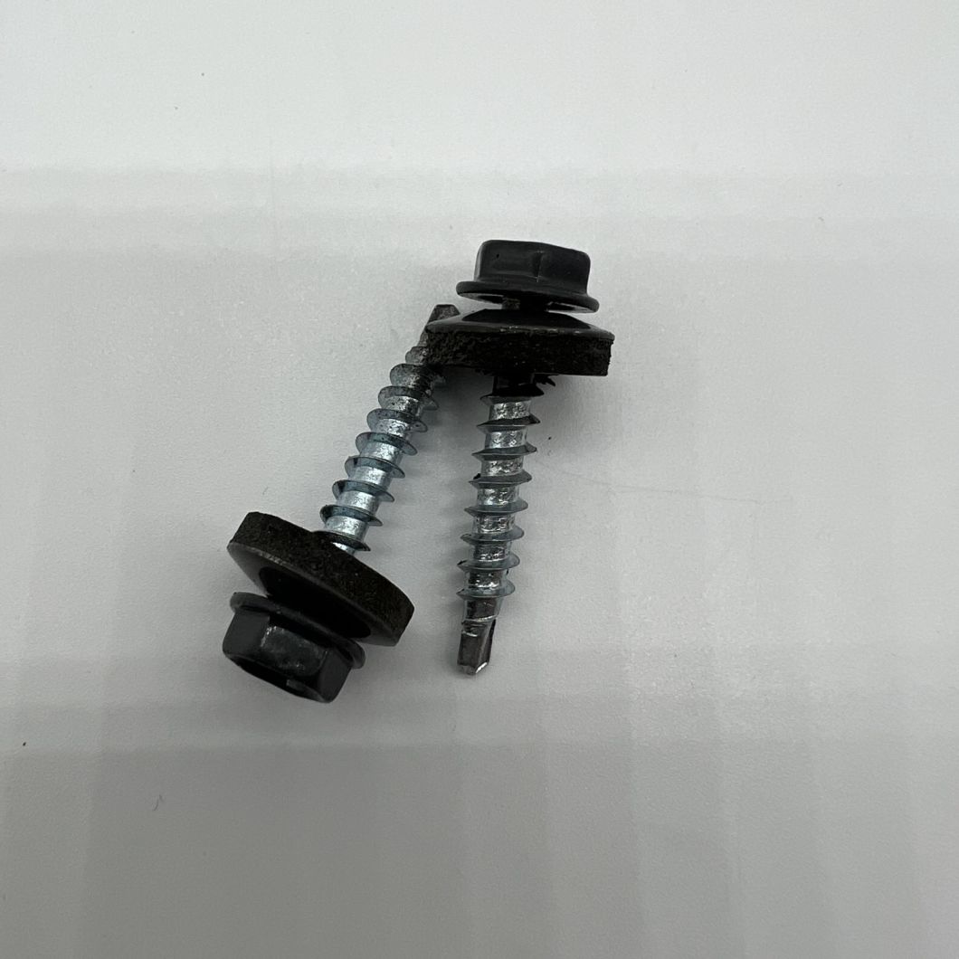 Steel Self-Drilling Screw P4 #12-14X32 Ral 6011 Hex Head & EPDM Washer