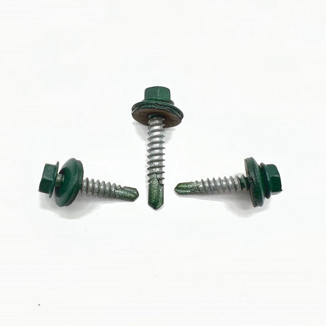 Steel Self-Drilling Screw P4 #14-14X45 Ral 9002 Hex Head EPDM Bonded Washer