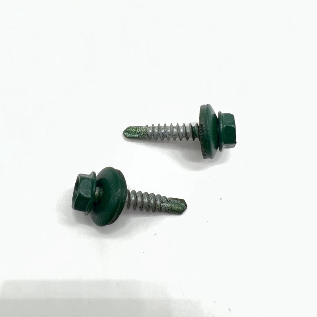 Steel Self-Drilling Screw P4 #14-14X45 Ral 9002 Hex Head EPDM Bonded Washer