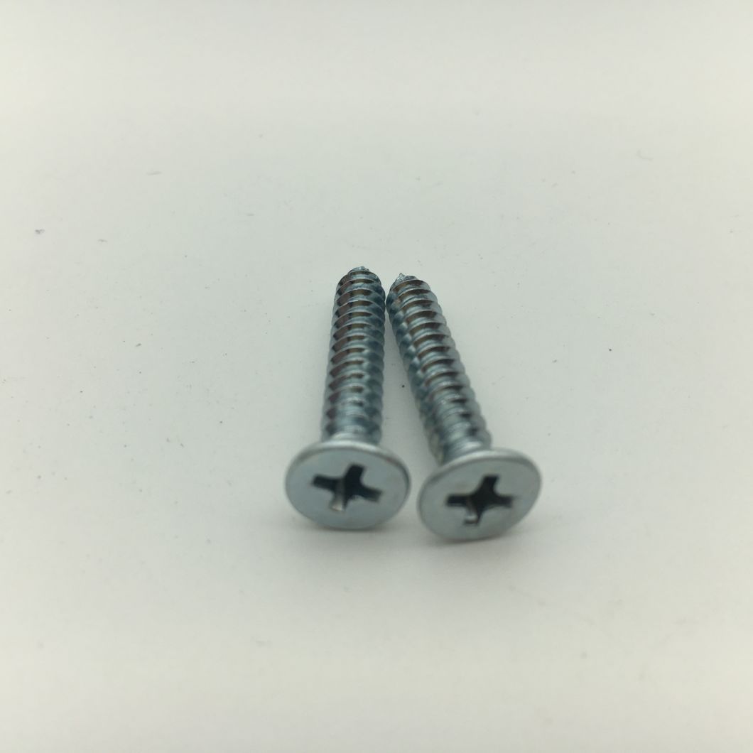 DIN7982 Phillips Flat Head Self Tapping Screws with Yellow Zinc