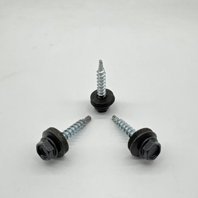 Steel Self-Drilling Screw P4 #12-14X32 Ral 6011 Hex Head & EPDM Washer