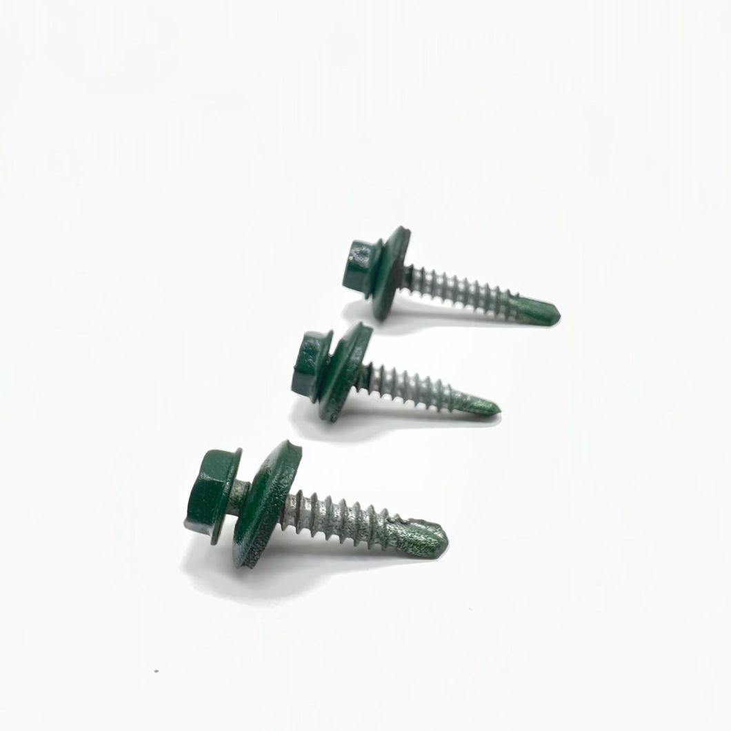 Steel Self-Drilling Screw P4 #14-14X45 Ral 9002 Hex Head EPDM Bonded Washer