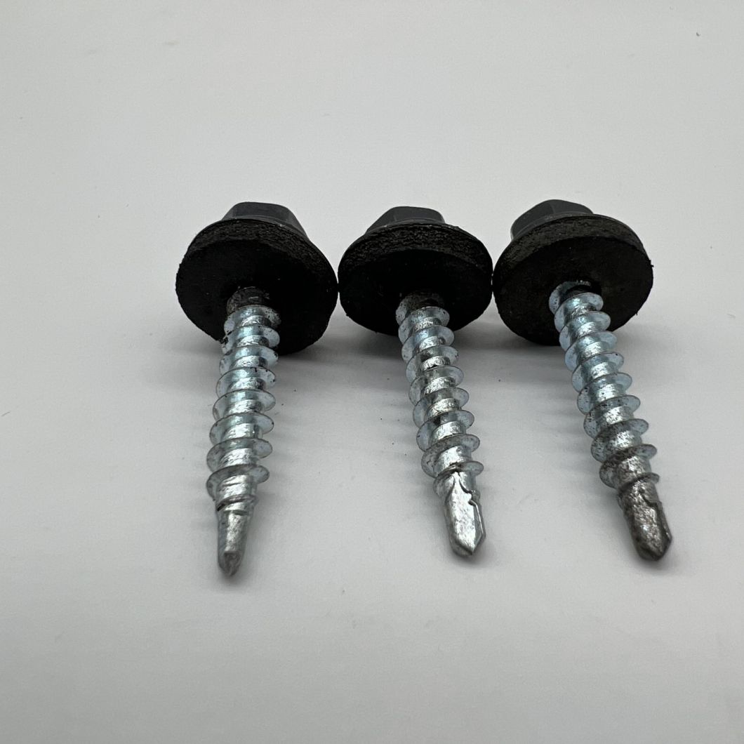 Steel Self-Drilling Screw P4 #12-14X32 Ral 6011 Hex Head & EPDM Washer