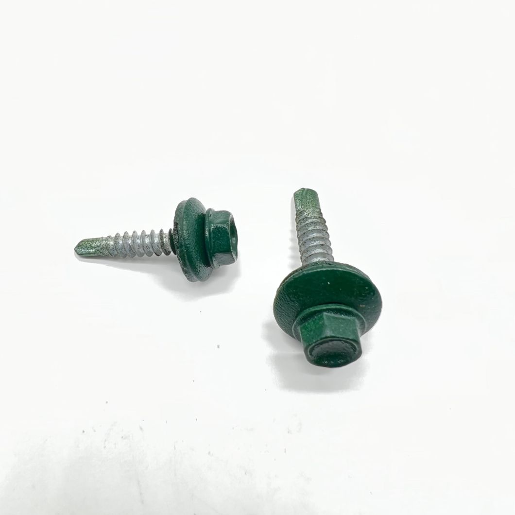 Steel Self-Drilling Screw P4 #14-14X45 Ral 9002 Hex Head EPDM Bonded Washer
