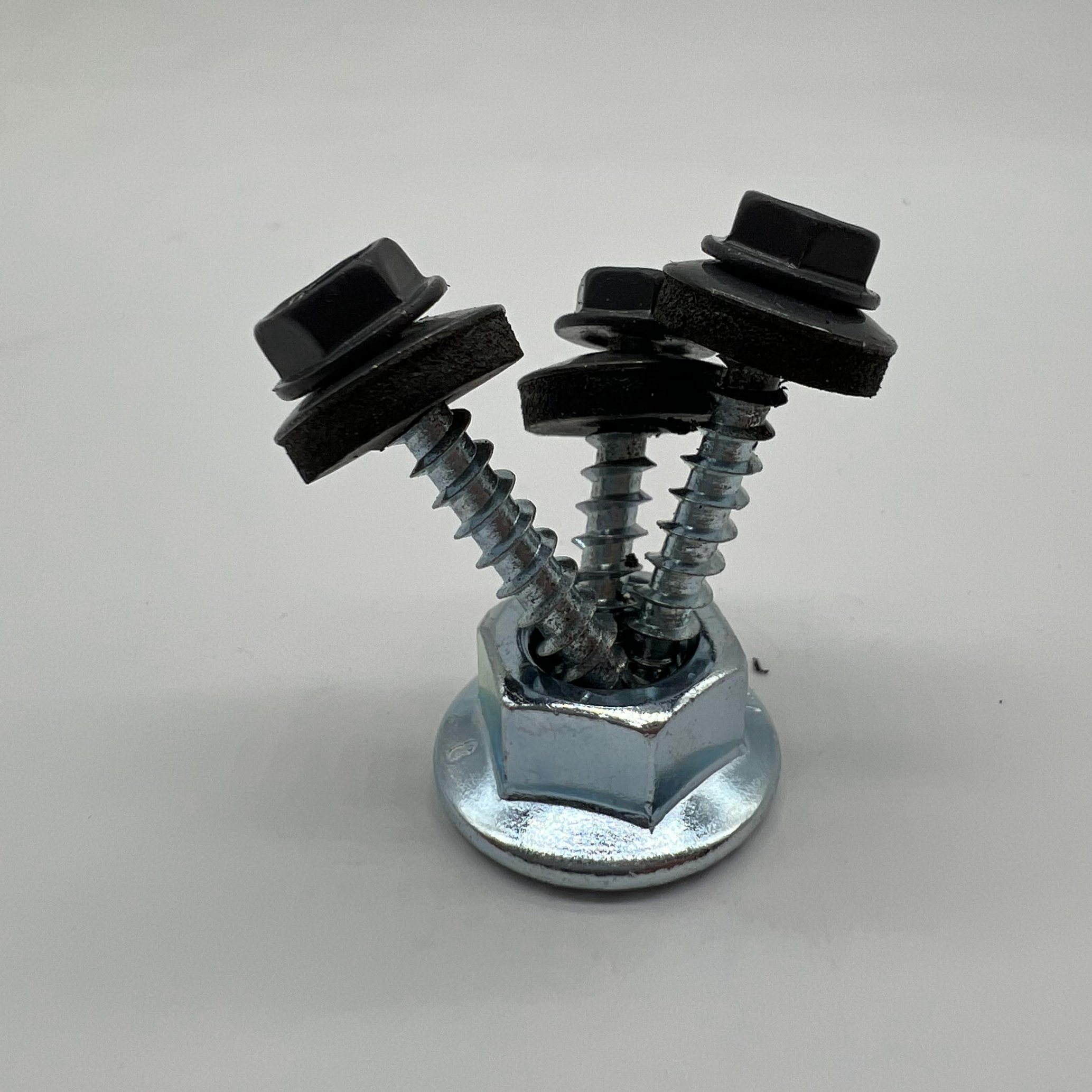 Steel Self-Drilling Screw P4 #12-14X32 Ral 6011 Hex Head & EPDM Washer