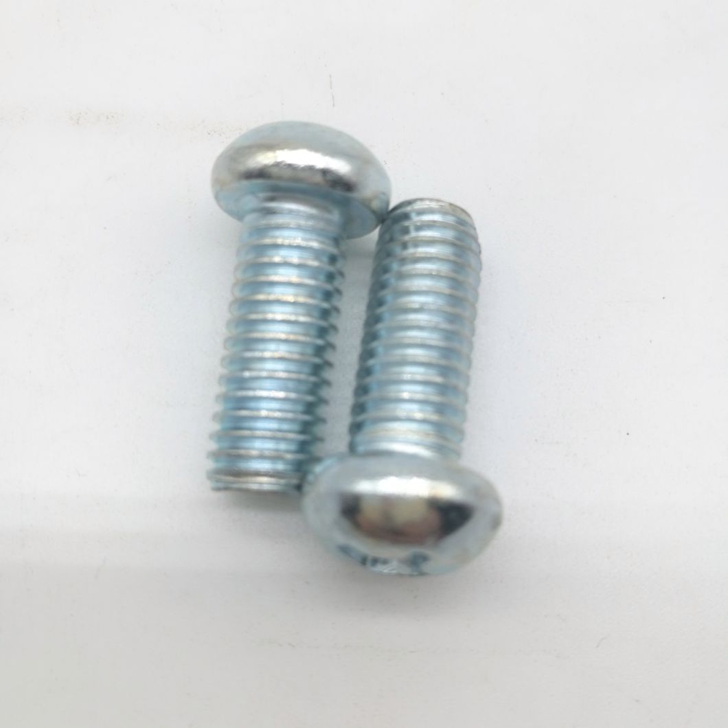 Blue White Zinc Cross Recessed Mushroom Head Machine Screw