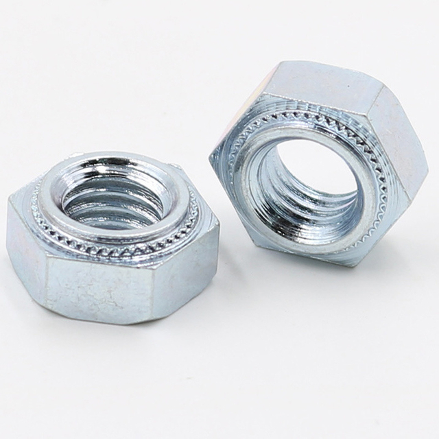 Hex Press Nut Trivalent Zinc Plating Slanted Knurling