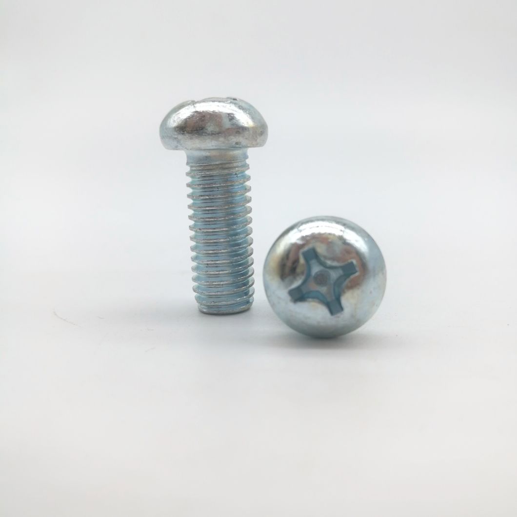 Blue White Zinc Cross Recessed Mushroom Head Machine Screw