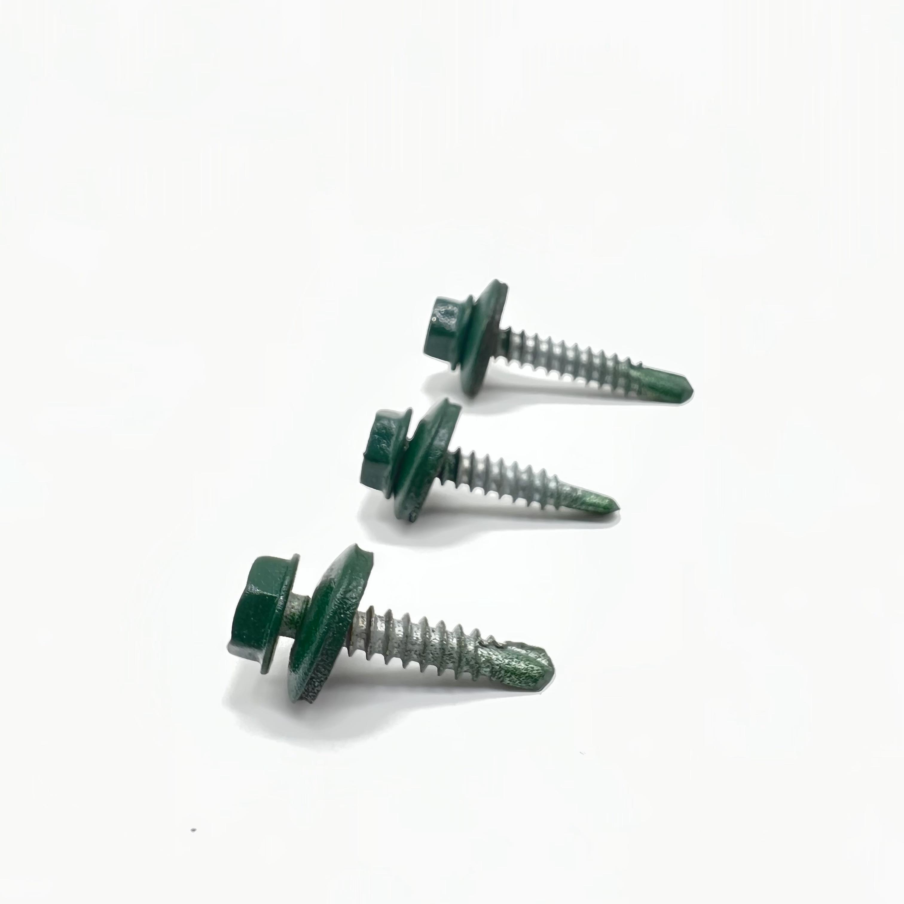 Steel Self-Drilling Screw P4 #14-14X45 Ral 9002 Hex Head EPDM Bonded Washer