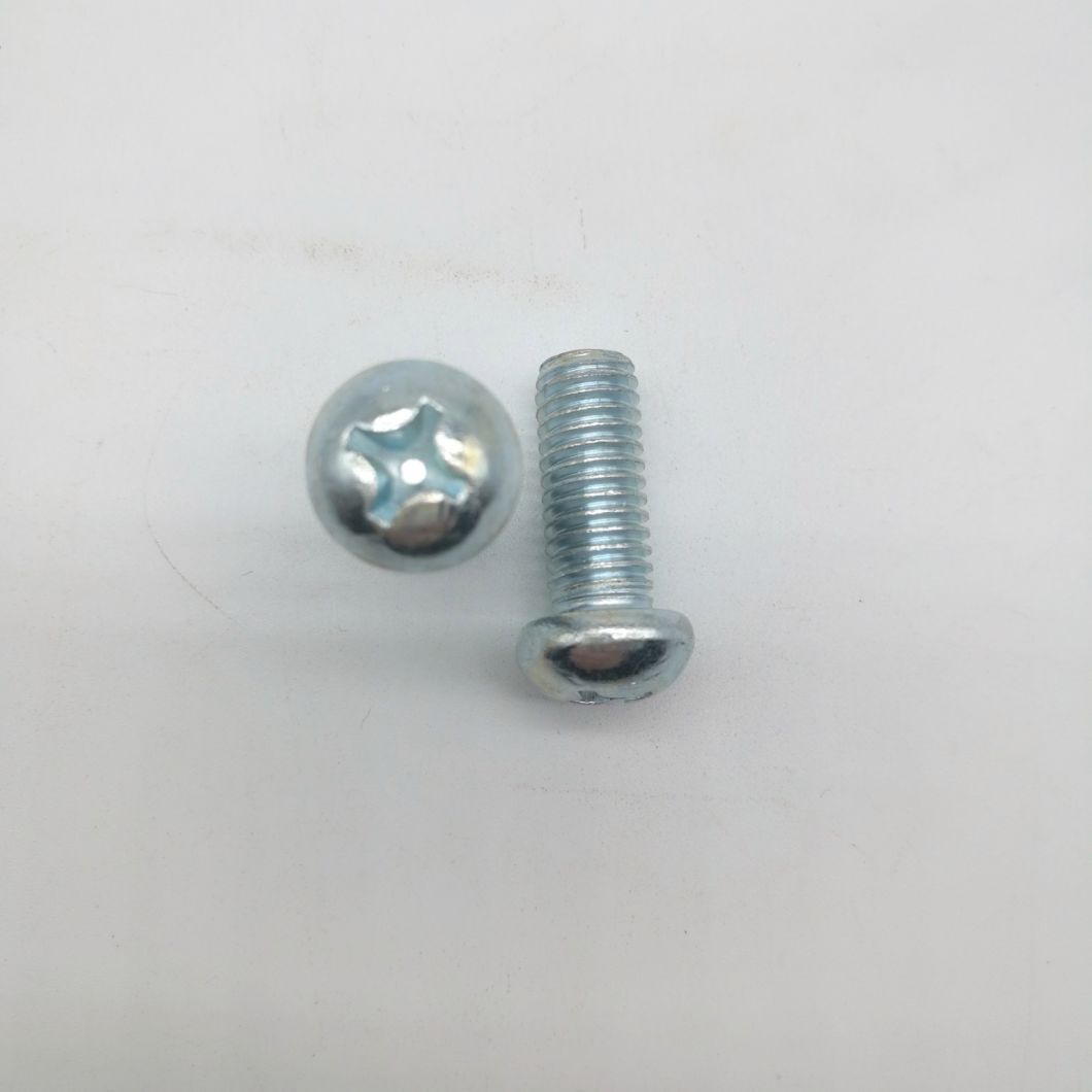 Blue White Zinc Cross Recessed Mushroom Head Machine Screw