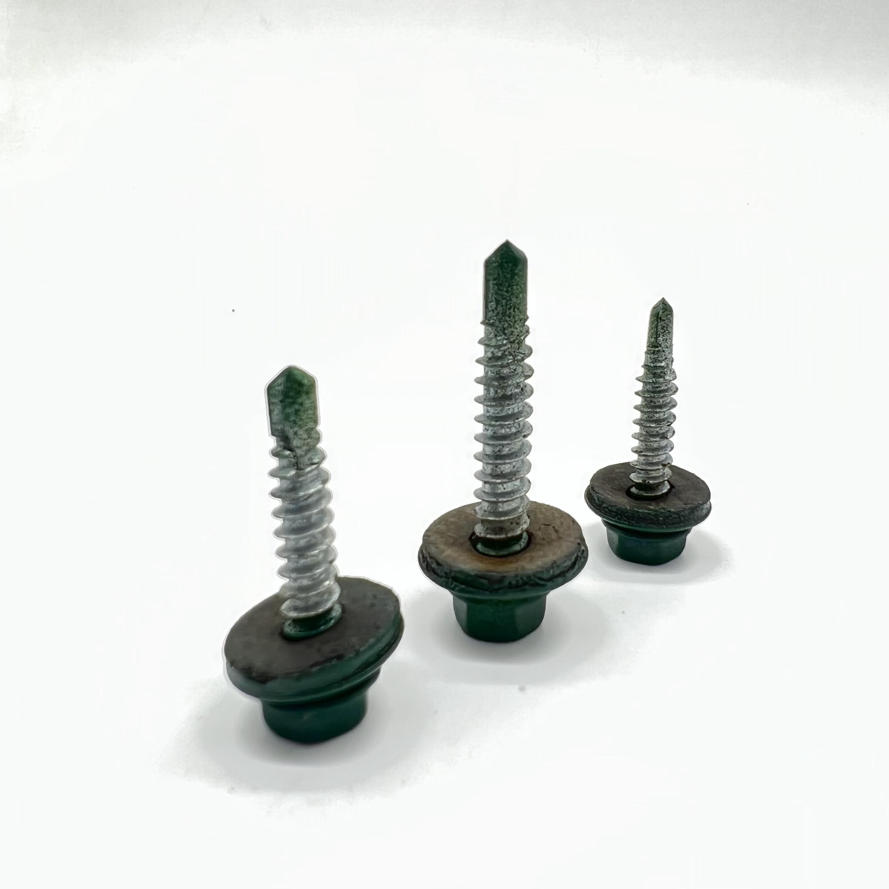 Steel Self-Drilling Screw P4 #14-14X45 Ral 9002 Hex Head EPDM Bonded Washer