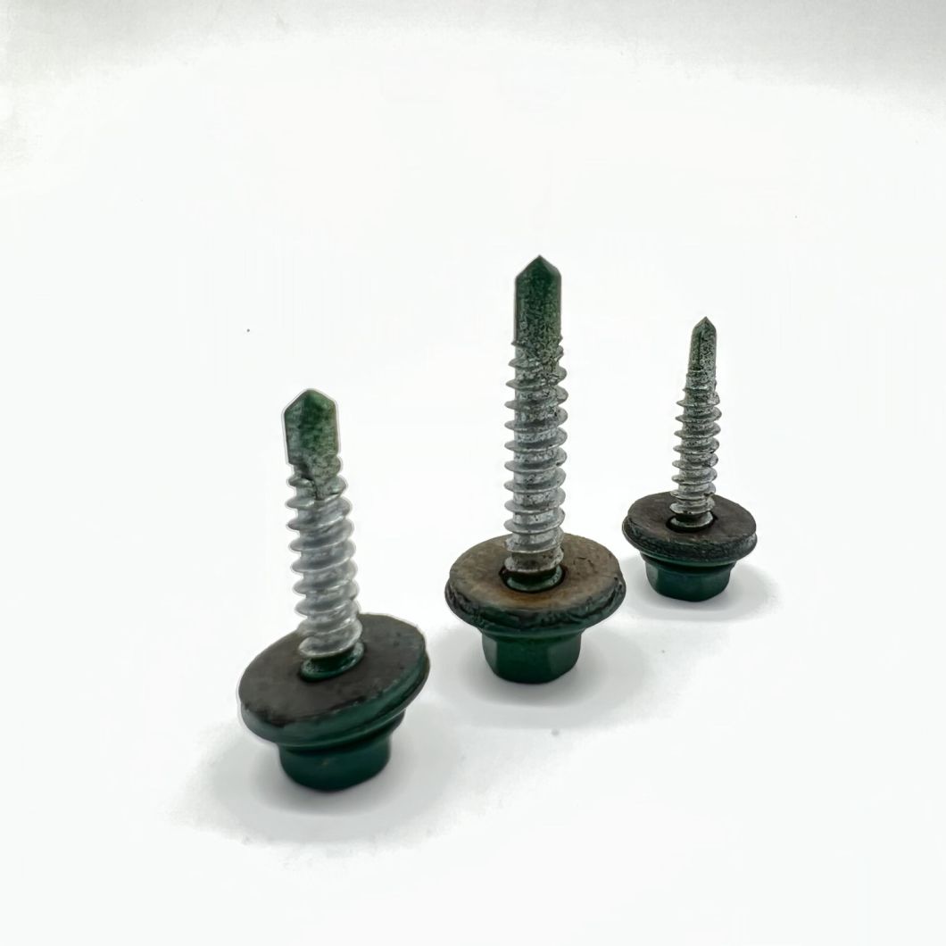Steel Self-Drilling Screw P4 #14-14X45 Ral 9002 Hex Head EPDM Bonded Washer
