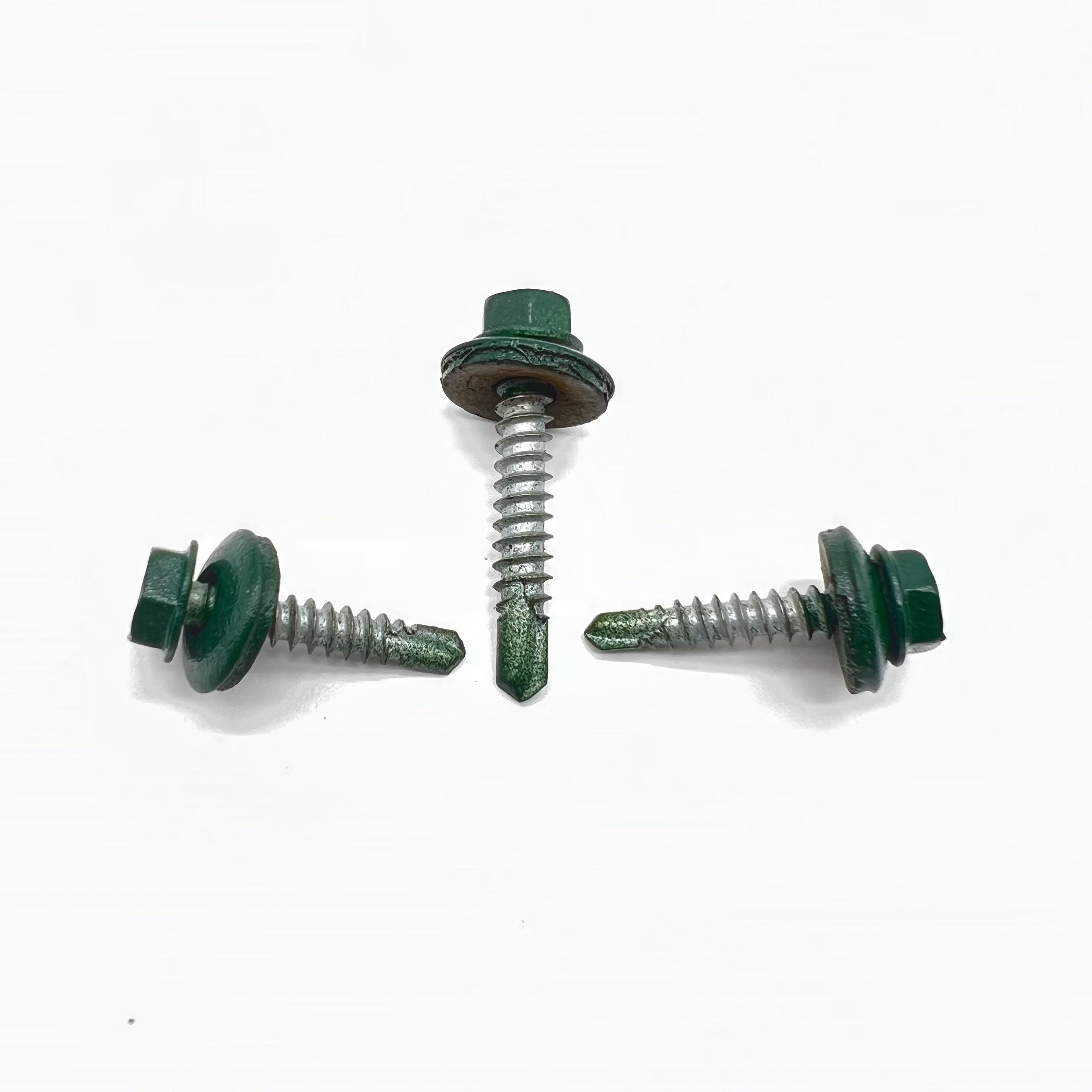 Steel Self-Drilling Screw P4 #14-14X45 Ral 9002 Hex Head EPDM Bonded Washer